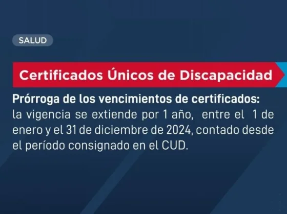 Se Prorroga El Vencimiento Del Certificado Nico De Discapacidad