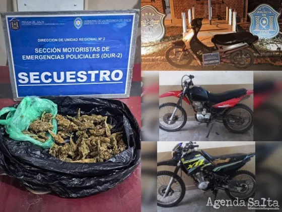 Se recuperaron tres motos robadas y se secuestró faso en distintos controles policiales