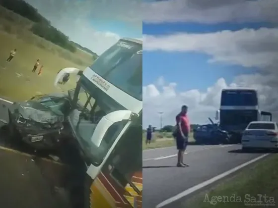 Un micro chocó contra un auto, dos personas murieron y otras cinco resultaron heridas