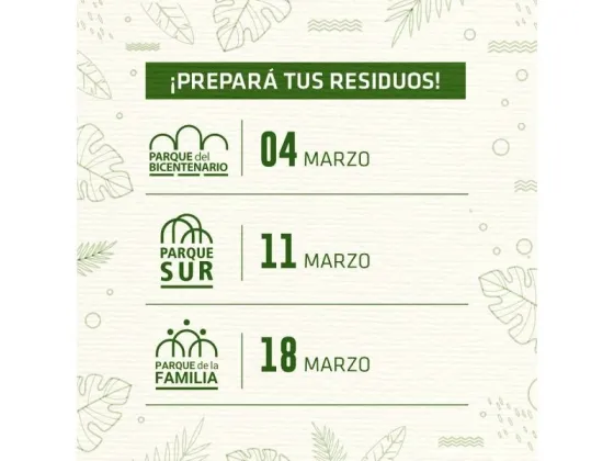 El sábado se desarrollará una jornada de Ecocanje en el Parque del Bicentenario