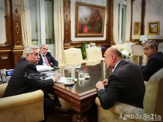 Alberto Fernández, Aníbal Fernández, Omar Perotti y Pablo Javkin, en Casa Rosada