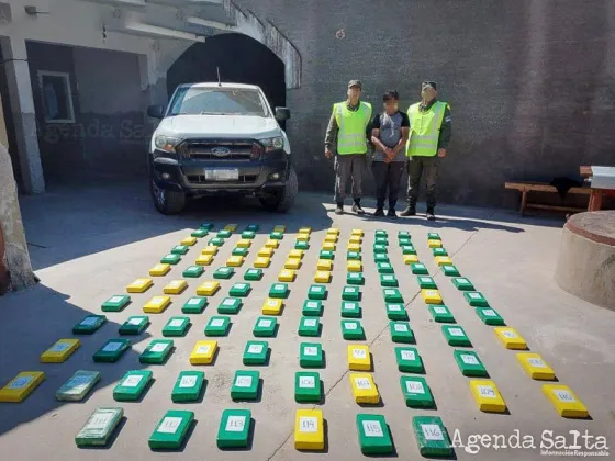 Salteño fue detenido transportando más de 120 kg de cocaína