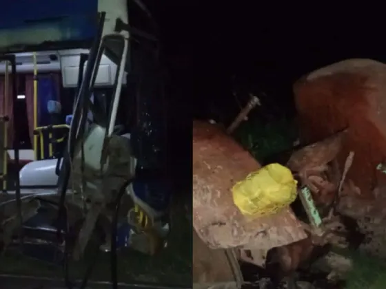 Tremendo choque en ruta 34: colectivo impactó contra un tractor que, aparentemente, iba sin luces