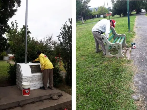 Durante el fin de semana, la Municipalidad arregló plazas en diversos barrios