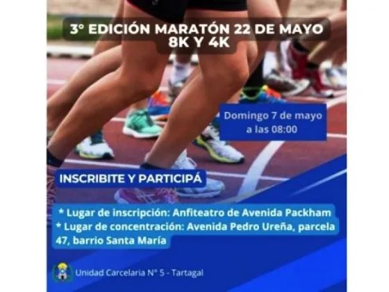 Se realizará la 3ra edición de la carrera penitenciaria 22 de Mayo