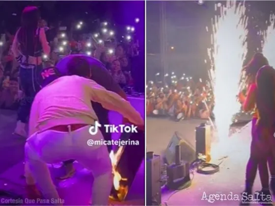 EL VIDEO de como se prendió fuego el escenario mientras cantaba La Joaqui