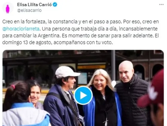 Apoyo de Lilita a Rodríguez Larreta: “Trabaja día a día, incansablemente, para mejorar las cosas”.