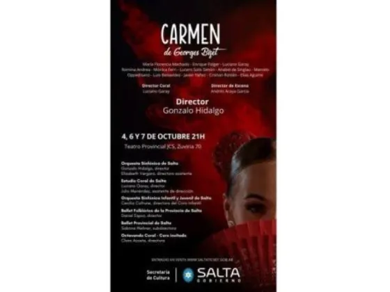 Llega la Ópera “Carmen” de Georges Bizet al Teatro Provincial