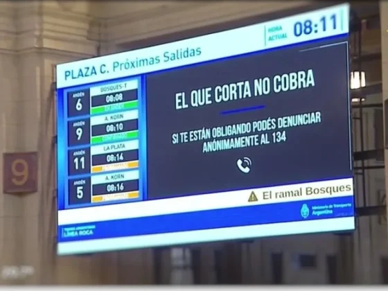 La advertencia a los piqueteros que apareció en las pantallas de la estación Constitución