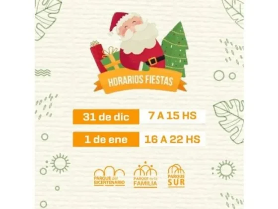 Horario de los Parques Urbanos con motivo de Año Nuevo