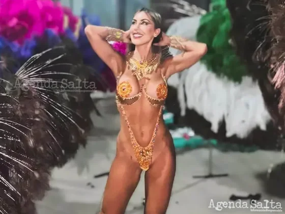 La esposa de Lisandro Martínez en los carnavales de Gualeguaychú