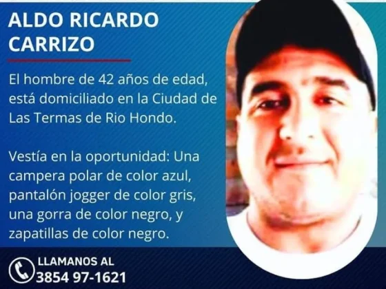 Se busca dar con el paradero de Ángel Ricardo Carrizo de 42 años