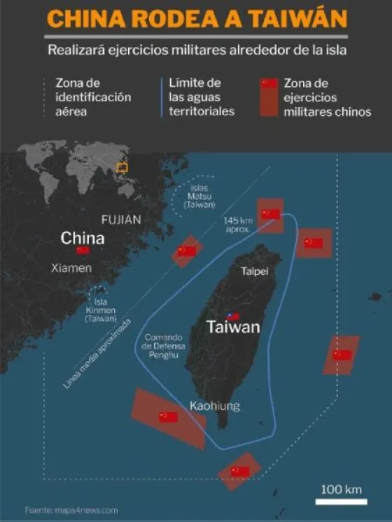 Como son los ejercicios militares con los que Xi Jinping rodea a la isla tras la visita de Nancy Pelosi