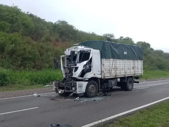 Brutal choque entre camiones a metros del ex peaje Aunor