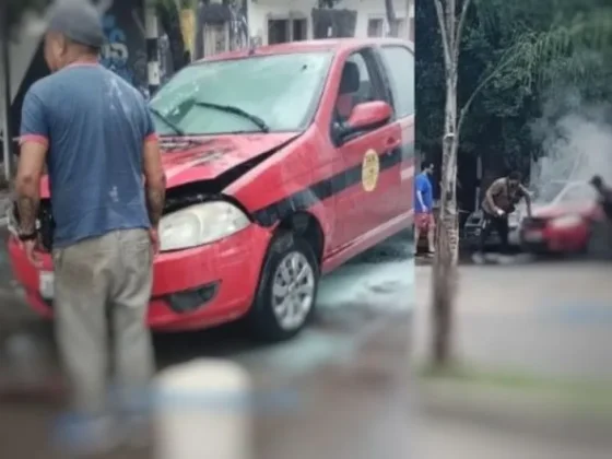 Taxi salteño se prendió fuego en una de las principales avenidas de la ciudad