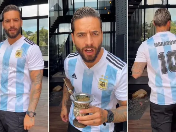 Mate en mano y con una camiseta firmada por Maradona, Maluma anunció su regreso a la Argentina