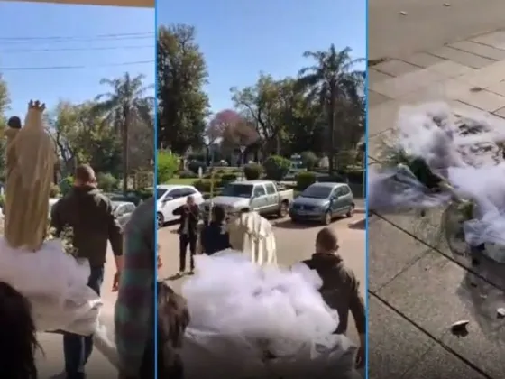 Una imagen de la virgen se cayó antes de iniciar una procesión en Santa Fe y se hizo pedazos