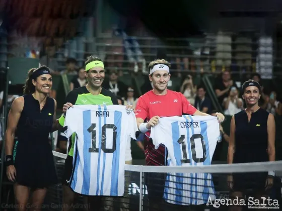 Nadal y Ruud, junto a Sabatini y Dulko dieron una insuperable exhibición en el Parque Roca