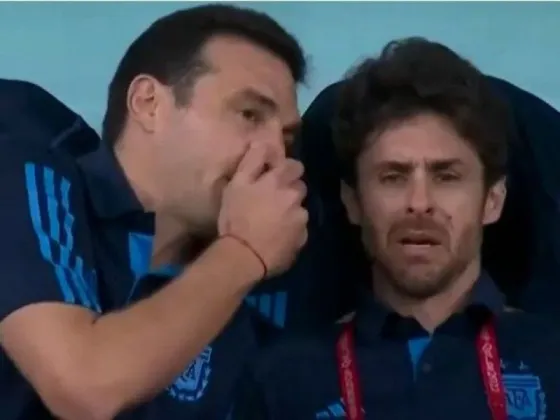 La emoción de Pablo Aimar tras el gol de Messi y los gritos de Scaloni causaron furor en las redes