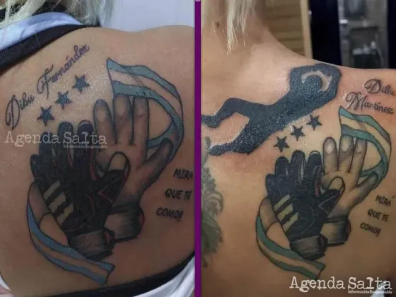 La chica del tatuaje de “Dibu Fernández” enmendó su error y mostró cómo quedó su homenaje al arquero campeón. (Foto: Redes Sociales/AFP)