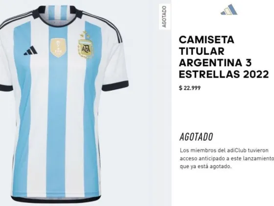 A pocas horas de salir a la venta, se agotó la camiseta de Argentina con las tres estrellas