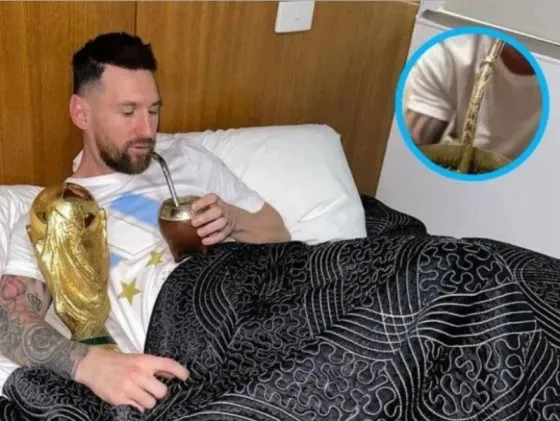 La nueva bombilla del mate de Lionel Messi tiene una frase secreta, cuesta 600 dólares y está enchapada en oro